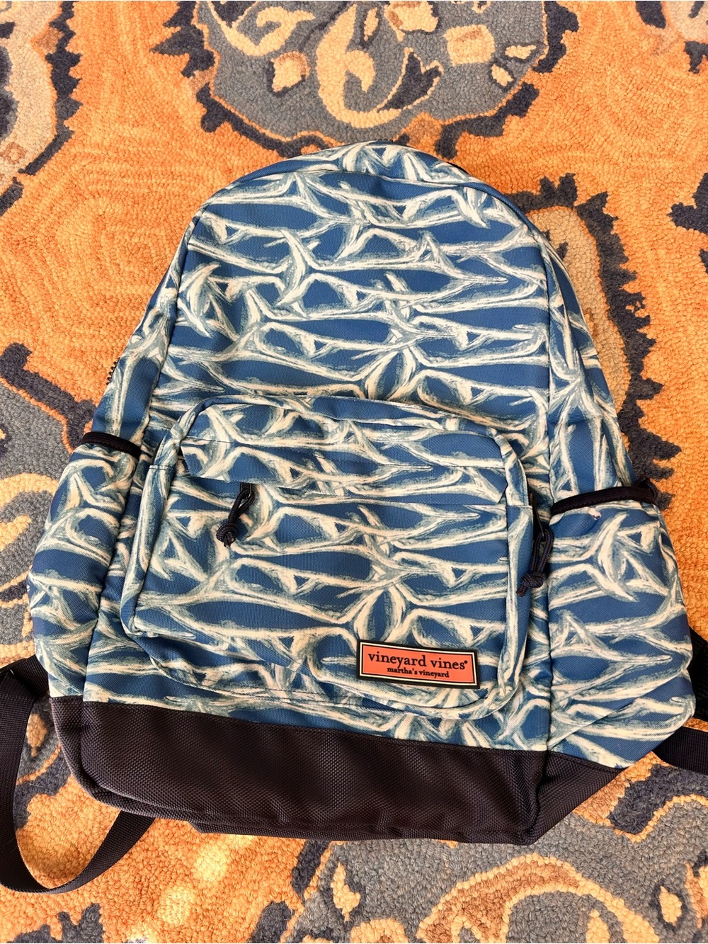 Vineyard Vines Blue Patterned “shark shadows” Backpack